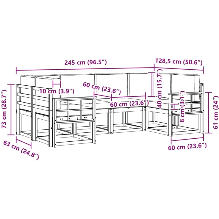 vidaXL Outdoor-Sofagarnitur 6 stk. 6-Sitzer Weiß und Anthrazit 3388131 – Bild 9
