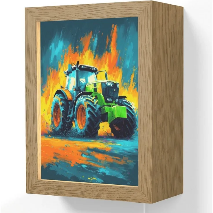 OnlyWow Wandleuchte Lightbox Abstrakt - Traktor - Grün - Jungen, Dimmbar, Farbwechsel, LED, Warmweiß, Kaltweiß, Neutralweiß Einstellbar, Wandlampe Innen, Dimmbar, mit Kabel, LED, Beleuchtung, Kinderzimmer – Bild 1