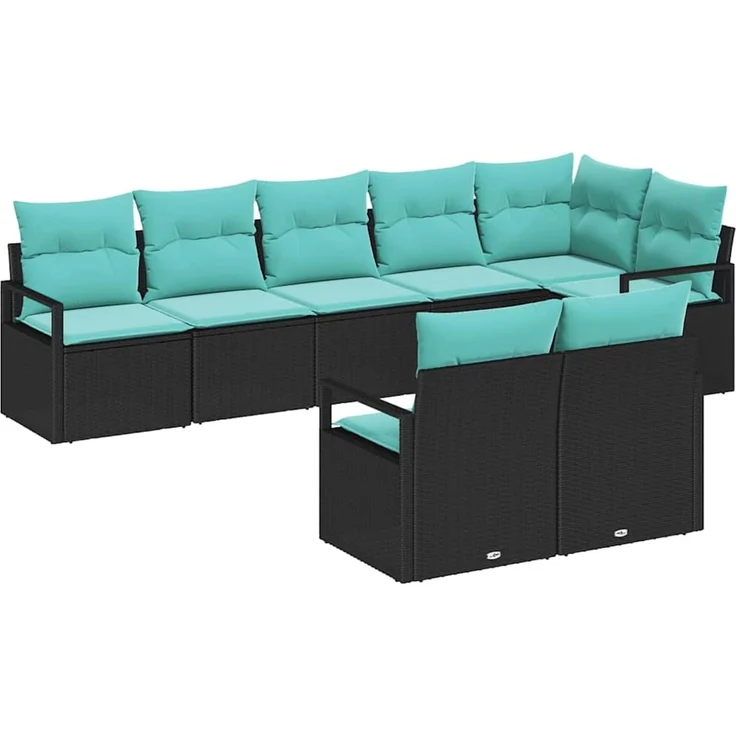 vidaXL Sofa Set 8 stk. Schwarz [Synthetisch]: Poly Rattan 3346436 – Bild 2