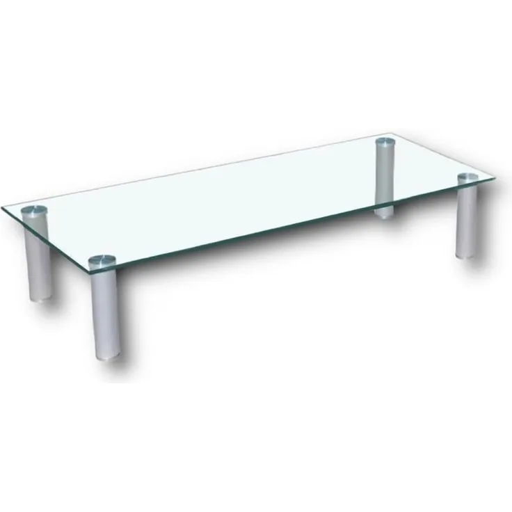 HOOZ TV-Aufsatz Klarglas mit Aluminiumfüßen - Ablage und Platzerweiterung 80x35cm, (modern, mit Aufbauanleitung), aus Sicherheitsglas