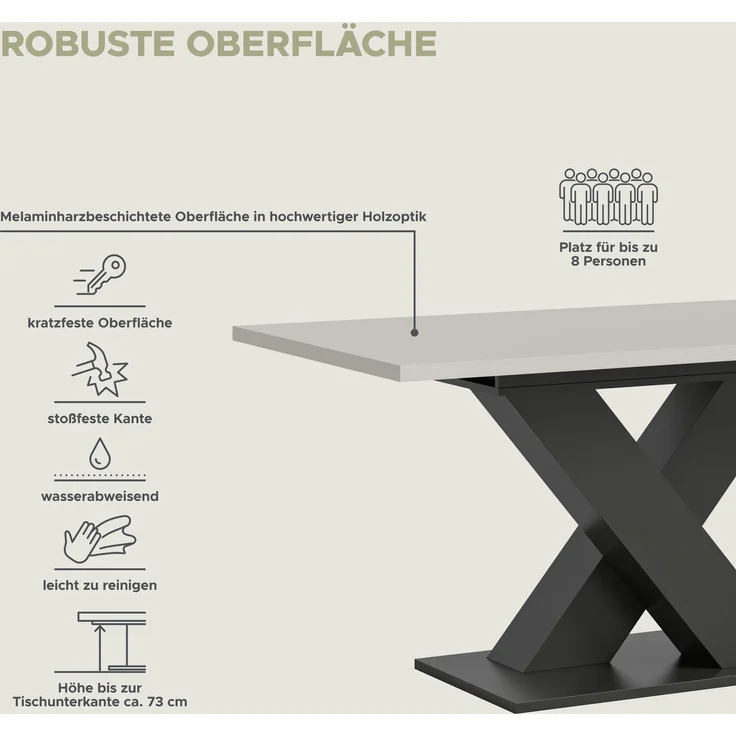 Motion Esstisch in Kaschmir Nachbildung – Bild 9