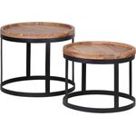 Wohnling 2er Set Beistelltische Massivholz Akazie