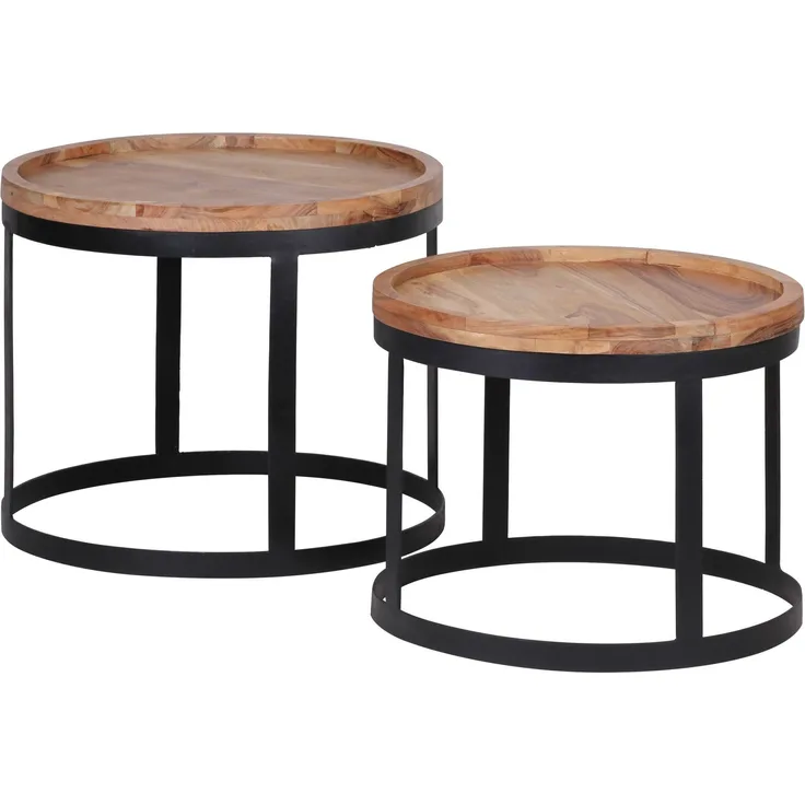 Wohnling 2er Set Beistelltische Massivholz Akazie