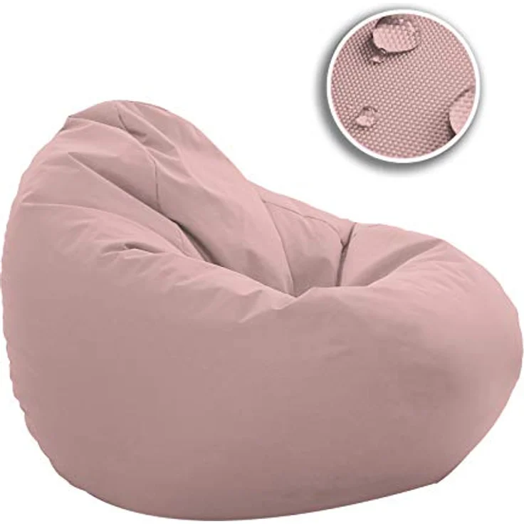 HomeIdeal - Sitzsack XXL Bodenkissen für Erwachsene & Kinder - Geeignet für Gaming oder Entspannen - Indoor wie Outdoor da er Wasserfest ist - mit EPS Perlen, Farbe:Puderrosa, Größe:XXL – Bild 5