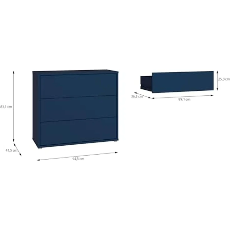 FORTE Kommode Alice Springs, Kommode, 3 Schubkästen B/H/T 94,8/83,1/41,5, Schubkästen mit Vollauszug, grifflos,Push to open – Bild 5