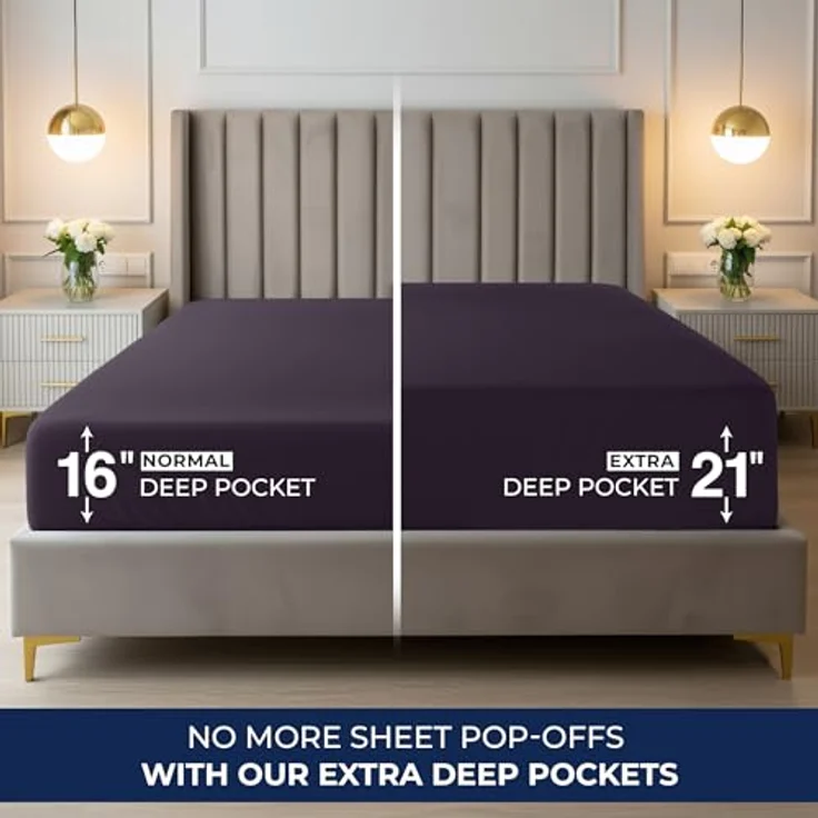 Utopia Bedding Spannbettlaken für King-Size-Bett, extra tiefes Spannbetttuch, passend für Matratzen bis zu 53,3 cm, schrumpft und lichtbeständig, pflegeleicht, nur 1 Spannbetttuch, tiefe Tasche – Bild 4