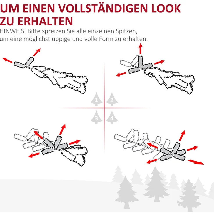 HOMCOM Weihnachtsbaum, Kunststoff, Metall, Grün, Ø46 x 150H cm – Bild 5