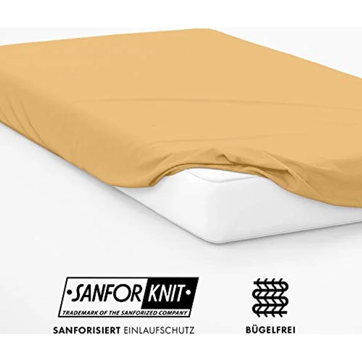 Jacobson Laken to GO Spannbettlaken Jersey Spannbetttücher Bettlaken 50% Baumwolle 50% Polyester (180x200-200x200 cm 2er Set, Beige) – Bild 5