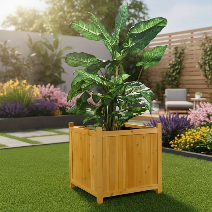 50x50 Blumenkübel Pflanzkasten Blumentrog Blumentopf Blumenkübel Übertopf braun – Bild 8