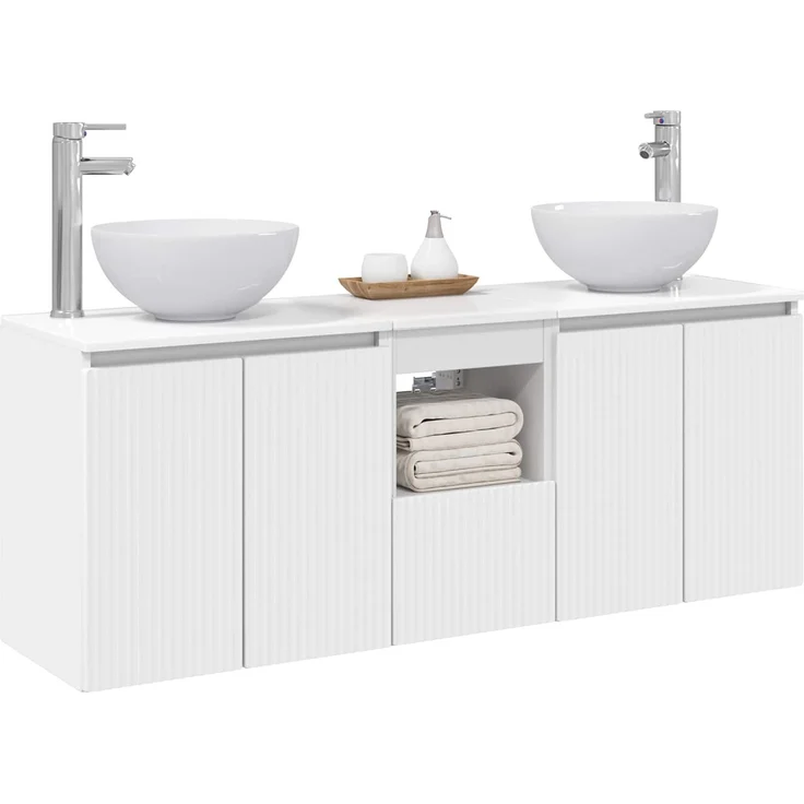 vidaXL Wandhängendes Badezimmerschrank-Set 3 stk. Weiß 3405627 – Bild 3