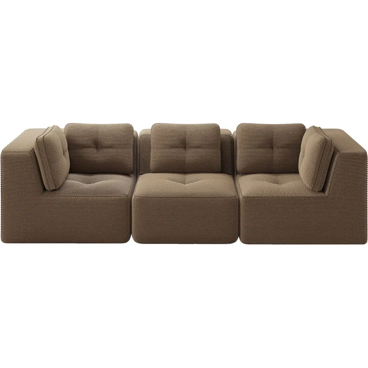 EINHOM Rahmenloses Sektionssofa, modulares Ecksofa, bequemes Cordsofa, Dreisitzer-Sofa mit tiefer Sitzfläche für das Wohnzimmer, kein Aufbau erforderlich, , braun – Bild 7