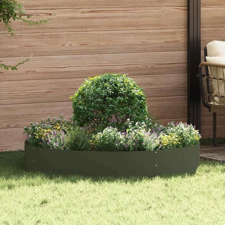 vidaXL Pflanzenring Olive Grün 120 x 120 x 20 cm Kaltgewalzter Stahl 873640 – Bild 1