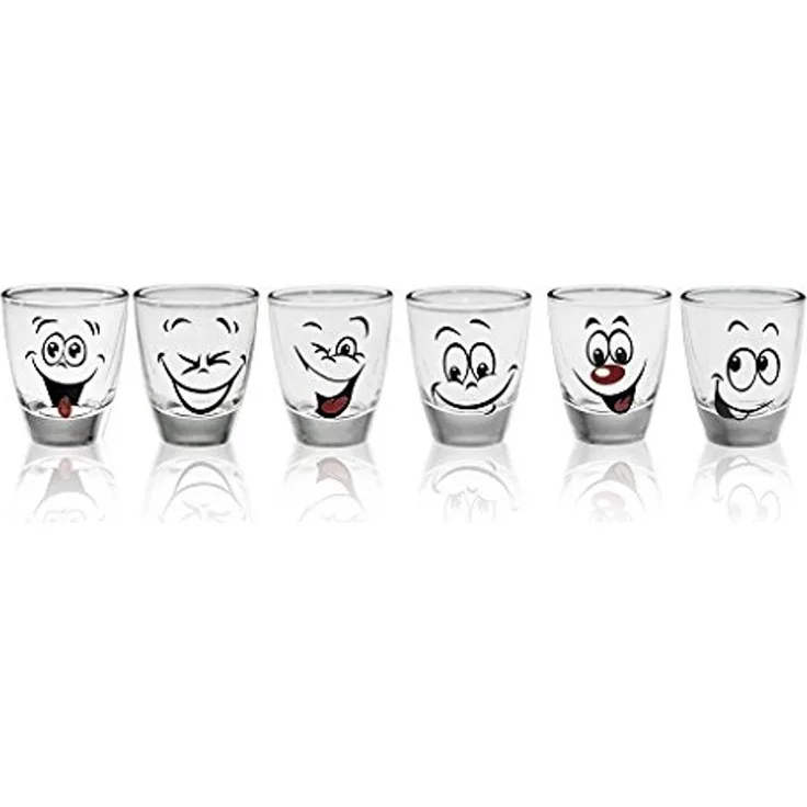 6 Schnapsgläser mit Motiv Tequilagläser Schnaps Shots Stamper Wodkagläser Humor