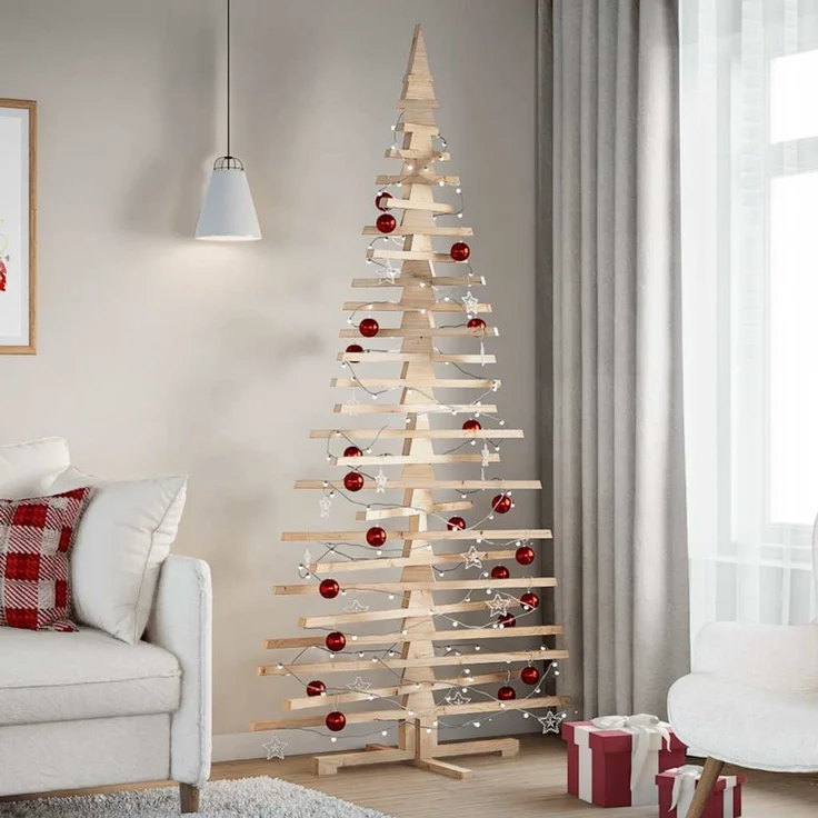 vidaXL Weihnachtsbaum Holz zum Schmücken 210 cm Massivholz Kiefer 4103973 – Bild 1