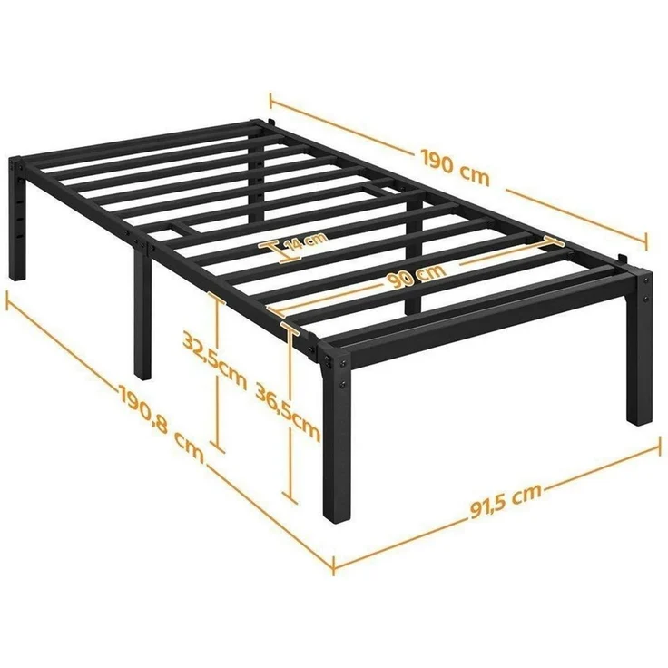 Yaheetech Metallbett, Bettrahmen 36/41 cm H mit Lattenrost, Bettgestell aus Metall – Bild 3