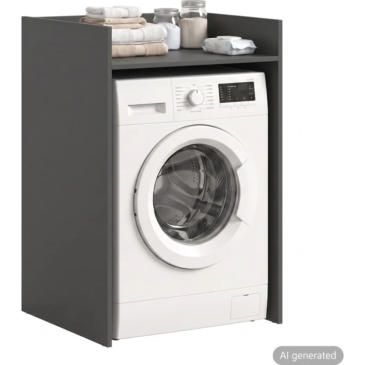 Waschmaschienenumbau (B/H/T: 66x101x60 cm) in anthrazit Nachbildung – Bild 2
