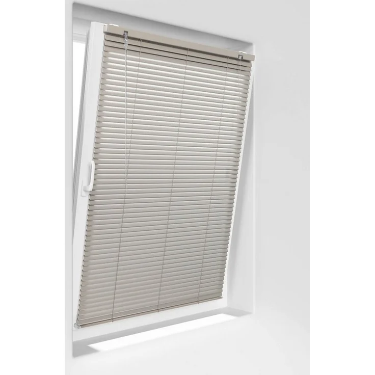 Victoria M. Jalousie LightLess Prime Aluminium-Jalousie 50x130 cm Grau-Beige matt, mit Bohren, ohne Bohren, geklemmt oder verschaubt, L Profil 25 mm Lamellen, feuchtigkeitsbeständig, verdunkelnd – Bild 4