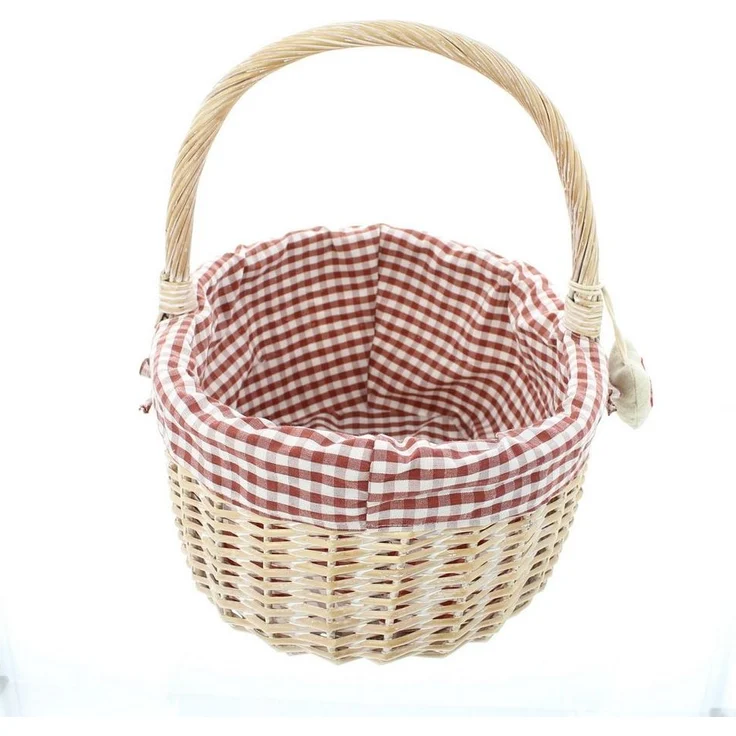Einkaufskorb "Karo" Korb Picknickkorb Landhaus Weide Füllkorb rot kariert Herz – Bild 2