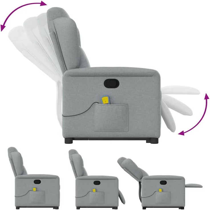 vidaXL Massagesessel mit Aufstehhilfe Hellgrau Stoff 3303144 – Bild 8