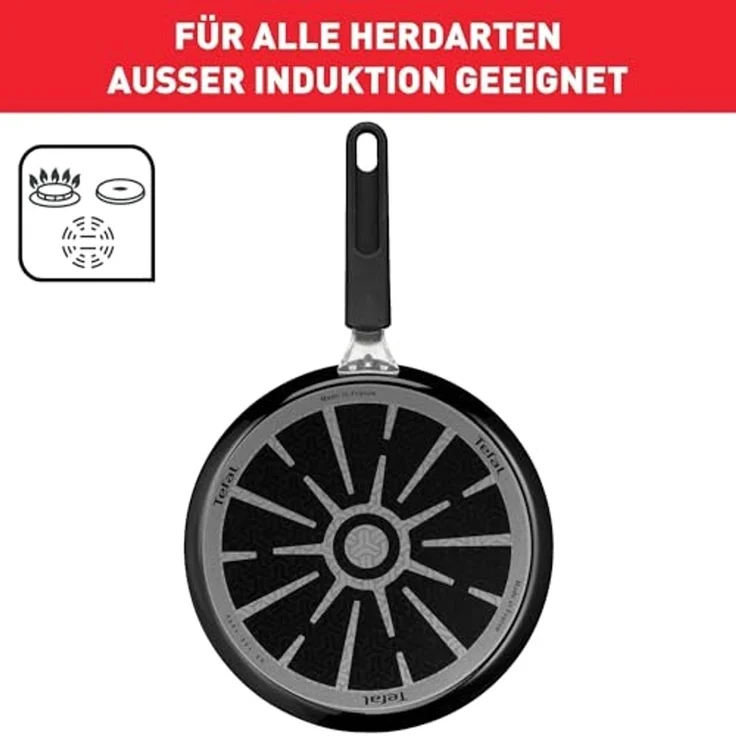 Tefal D52610 Resist Crêpepfanne 25 cm | sichere Titanium Antihaftversiegelung | Thermo-Signal Temperaturindikator | leichte Reinigung | Flame Protect-Technologie | Schwarz | nicht induktionsgeeignet – Bild 7