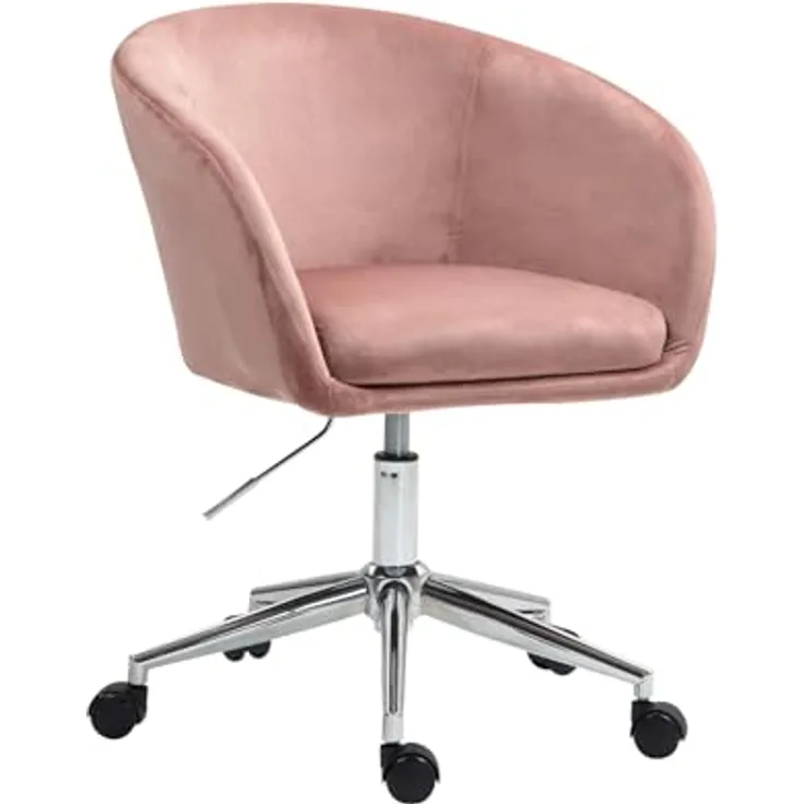 Svita Louisa Schreibtischstuhl, Rosa, Rund, 360° drehbar, stufenlos höhenverstellbar, 56x56x78-88 cm