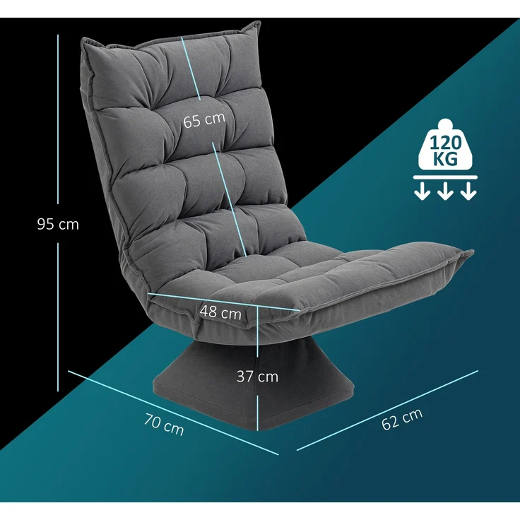 MELAYR, Relaxsessel Lesesessel, drehbar, 62 cm x 70 cm x 95 cm, Grau – Bild 5