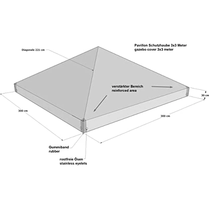 GRASEKAMP Schutzhaube 3 x 3 m, 100% wasserdichte Abdeckplane für Pavillons mit Doppeldach, verstärkte Ecken und Gummiband, neue verbesserte Version – Bild 5