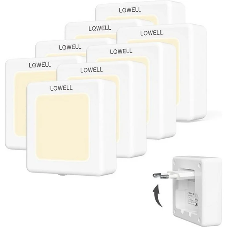 LQWELL LED Steckdosenleuchte Nachtlicht Steckdose Faltbar mit Dämmerungssensor, Nachtlampe Einstellbare Helligkeit, LED fest integriert, Automatisch Steckdosenlicht, Orientierungslicht Warmweiß, Bewegungsmelder, 1/2/3 Stück LED Nachtlicht Kinder – Bild 4