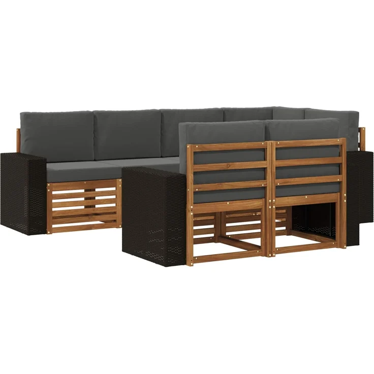 vidaXL Outdoor-Sofagarnitur 7 stk. 7-Sitzer Natur und Anthrazit 3384483 – Bild 2