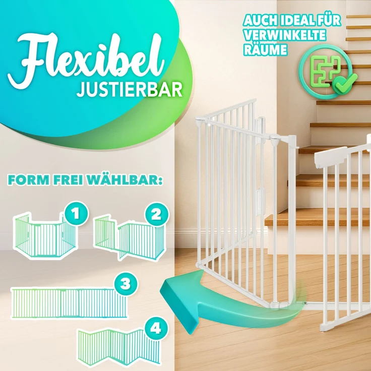KIDUKU Kaminschutzgitter 180 cm Grau Baby Absperrgitter Ofenschutzgitter Laufstall Türschutzgitter – Bild 5