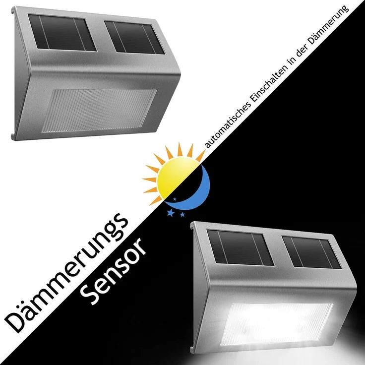 monzana LED Solarleuchte, Wandleuchte, Hängend Edelstahl Solarlampe für Draußen Wetterfest Wandleuchte Balkon – Bild 3