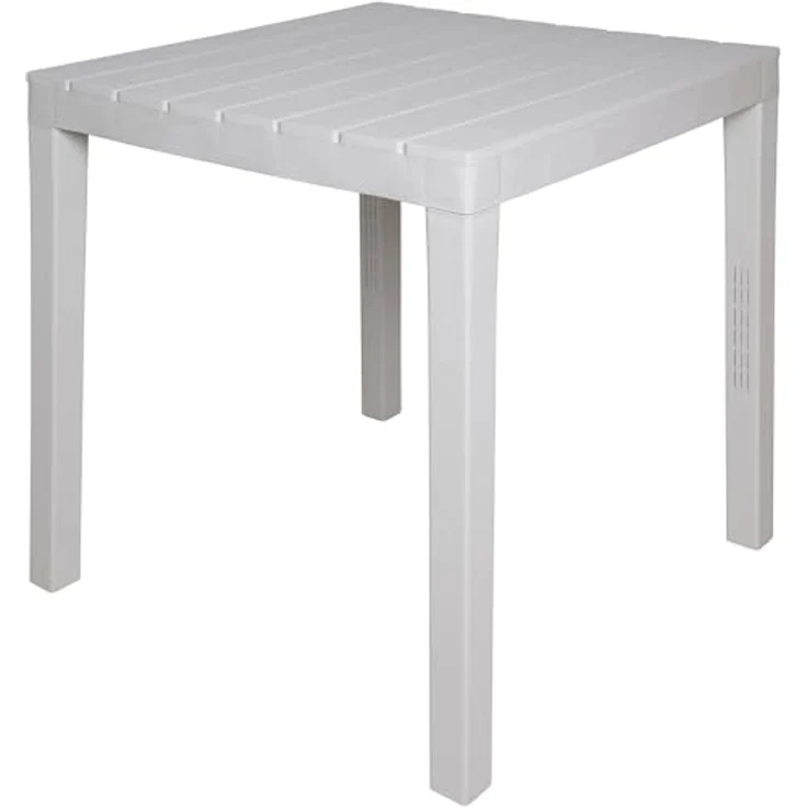 Dmora - Gartentisch Vicenza, Quadratischer GartenRegal, feststehender Tisch für den Innen- und Außenbereich, 100 % Made in Italy, 78x78h72 cm, Weiß – Bild 2