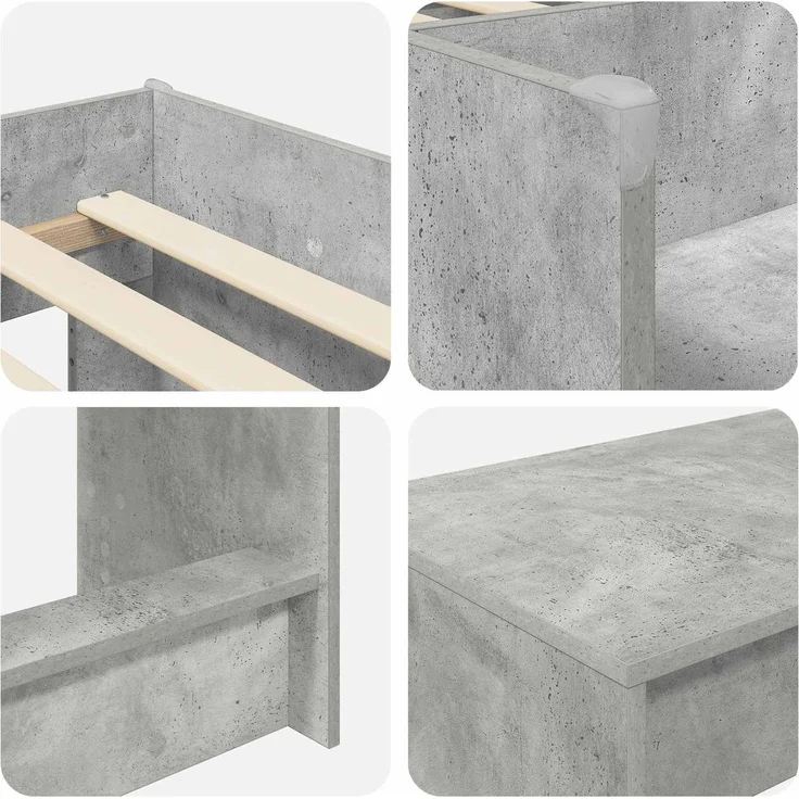 vidaXL Hochbett mit Schreibtisch für Kinder 2 stk. Betongrau 3423473 – Bild 6