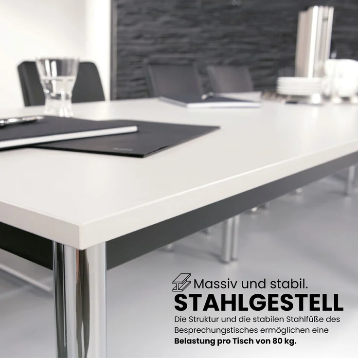 bümö Multifunktionstisch grau, Tisch 80 x 80 cm, Tischfuß rund in schwarz - einfacher Tisch klein, Besprechungstisch System D-Serie, Konferenztisch, Meetingtisch, Mehrzwecktisch, Pausentisch, DR08-5-D – Bild 5