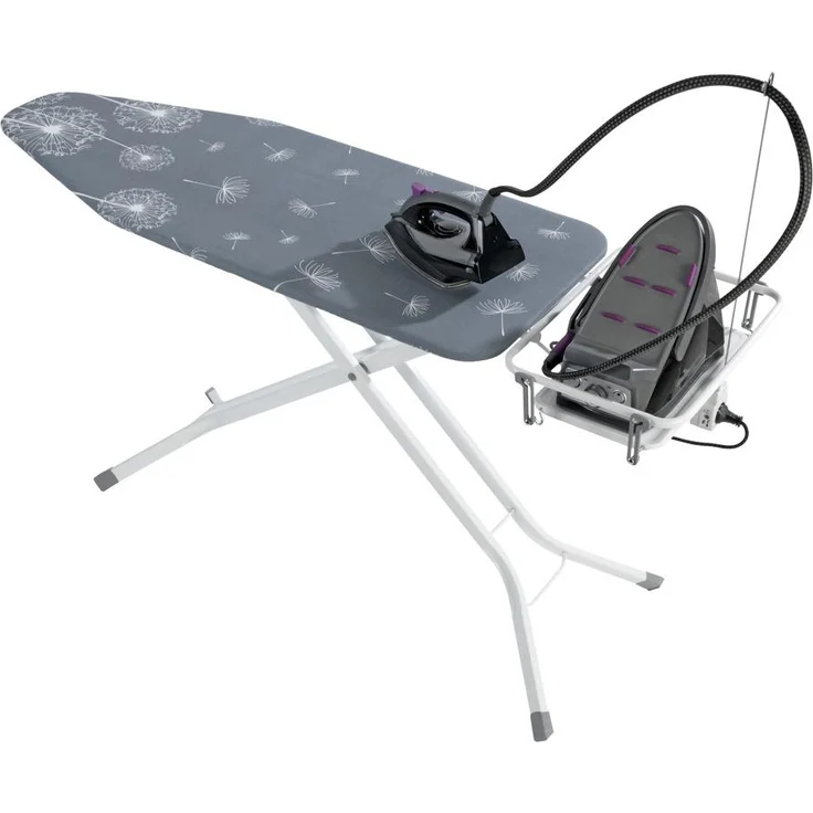 WENKO Bügeltisch Professional - extra breit, geeignet für Dampfbügelstationen, absenkbare Ablage, pulverbeschichtetes Metall, 130 x 99 x 48 cm – Bild 1