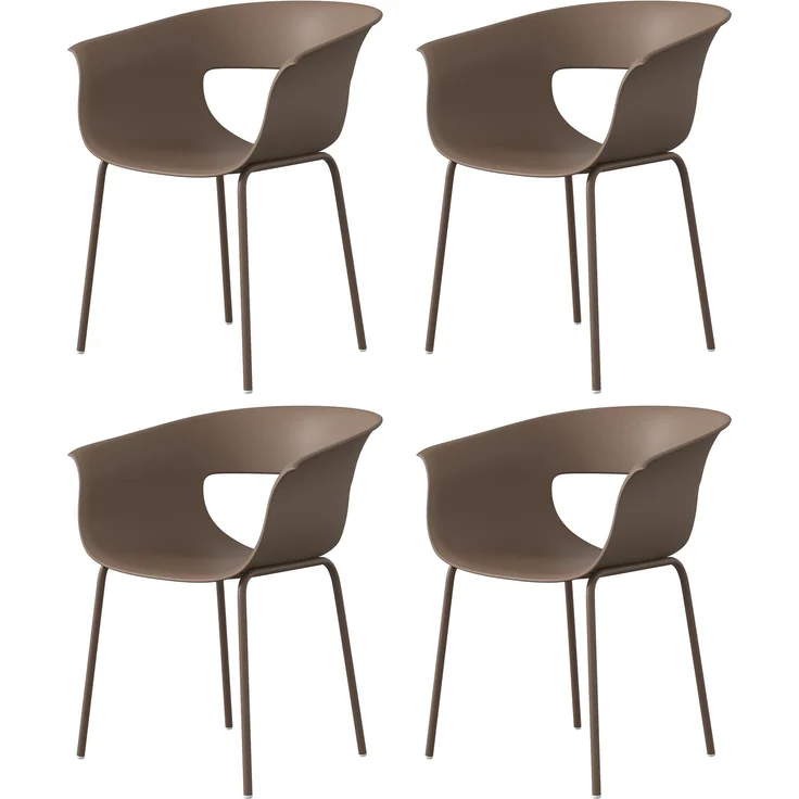 MELAYR, Gartenstühle 4er Set ergonomisch Balkonstühle mit Ausschnittdesign Armlehne Wetterfest, 61 x 51 x 74 cm, Kaffee – Bild 2