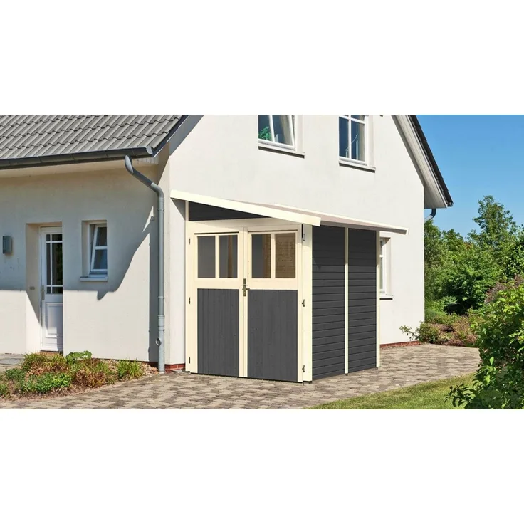 Karibu Gartenhaus Wandlitz 2 Anlehnhaus 19mm terragrau