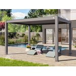 PRIMEYARD Pergola 3x4 m Aluminium Pfosten mit Lamellendach aus Aluminium graue Terrassenüberdachung
