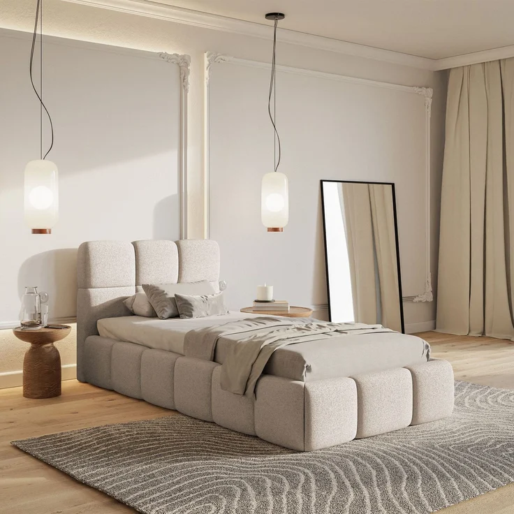 Selsey 'Cloudy' Polsterbett 90x200 cm, Bettkasten & Lattenrost, Chenille Hellbeige – Bild 3