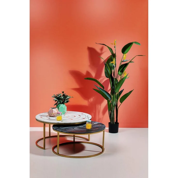 Kare Design Beistelltisch Mystic Round, 2-er Set, Durchmesser 90cm , Marmor Beistelltisch, edel und dezent, Kaffeetisch, (H/B/T) 55 x 90 x 90 cm – Bild 5