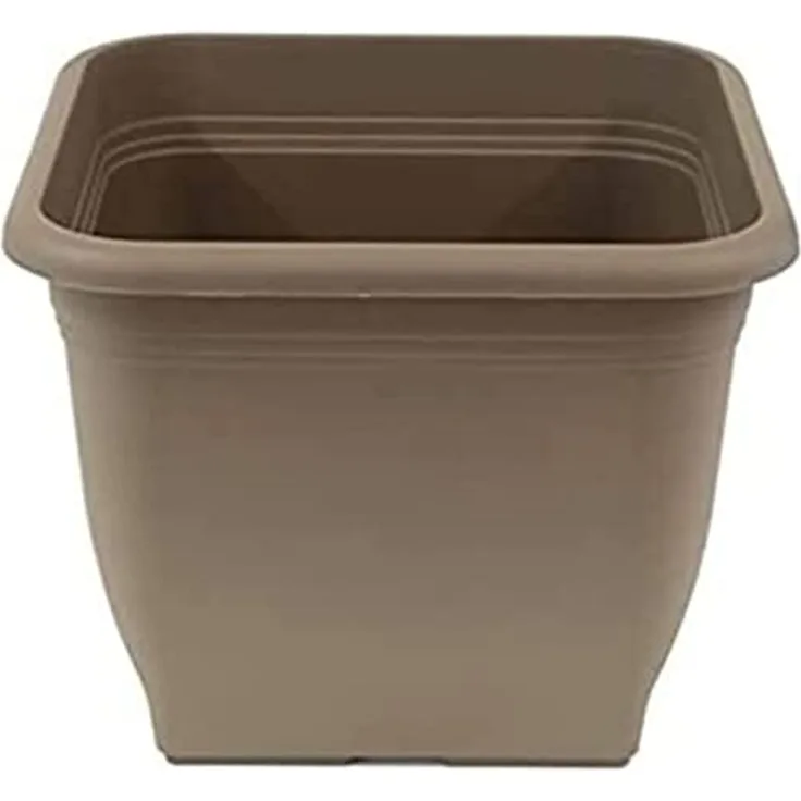 greemotion Pflanzkübel Pia Taupe - Blumentopf 58x58 cm - 76,5L Blumenkübel eckig - Übertopf UV-beständiger Kunststoff - Pflanztopf frostsicher - Pflanzgefäß mit Bodenlöchern - Pflanzen-Zubehör