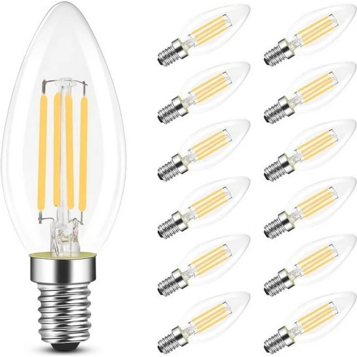 Nettlife LED-Leuchtmittel E14 Energiesparlampe 12st 4W 2700K Warmweiß Glühbirne, E14, 12 St, Warmweiß, Kein Flimmern Energiesparlampe – Bild 4