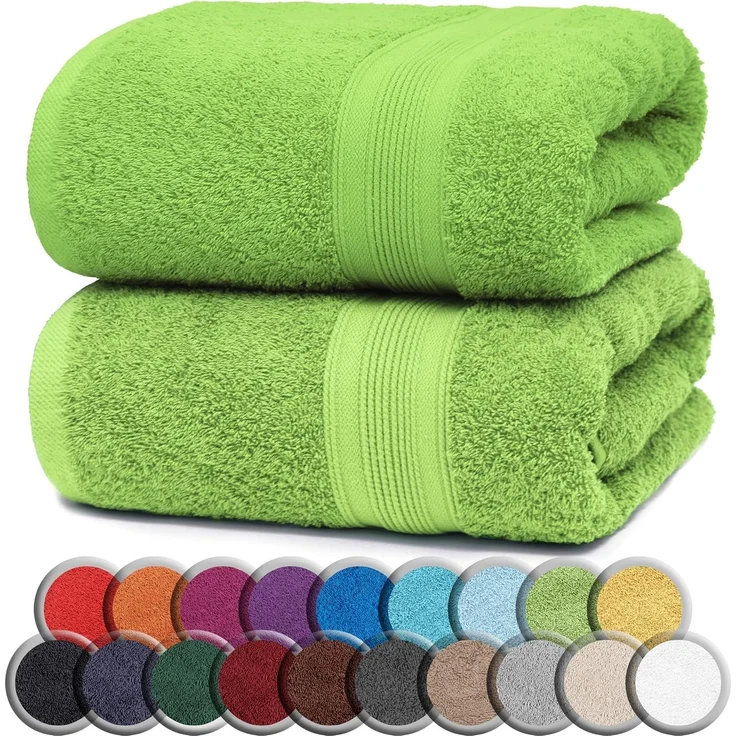 NatureMark 2er Pack SAUNATÜCHER Premium Qualität 80x200 cm SAUNATUCH Sauna-Handtuch 100% Baumwolle Farbe: Apfel grün