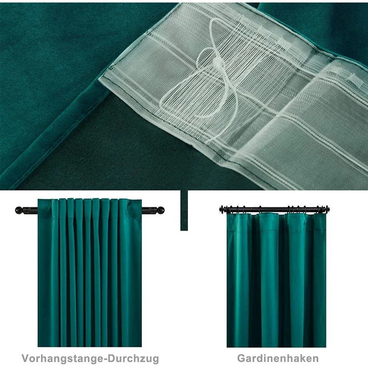 Woltu Vorhang (1 St), Multifunktionsband, blickdicht, mit Kräuselband blickdicht 300g/m² – Bild 2