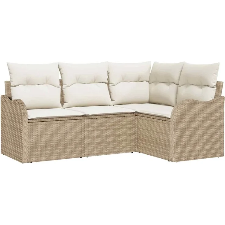 vidaXL Gartensofa-set mit Speicher 4 pcs Beige Poly-Rattan 3354350 – Bild 1
