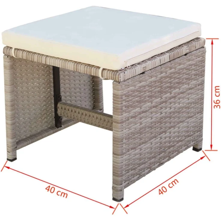 vidaXL 11-tlg. Garten-Essgruppe mit Auflagen Poly Rattan Beige 42557 – Bild 4