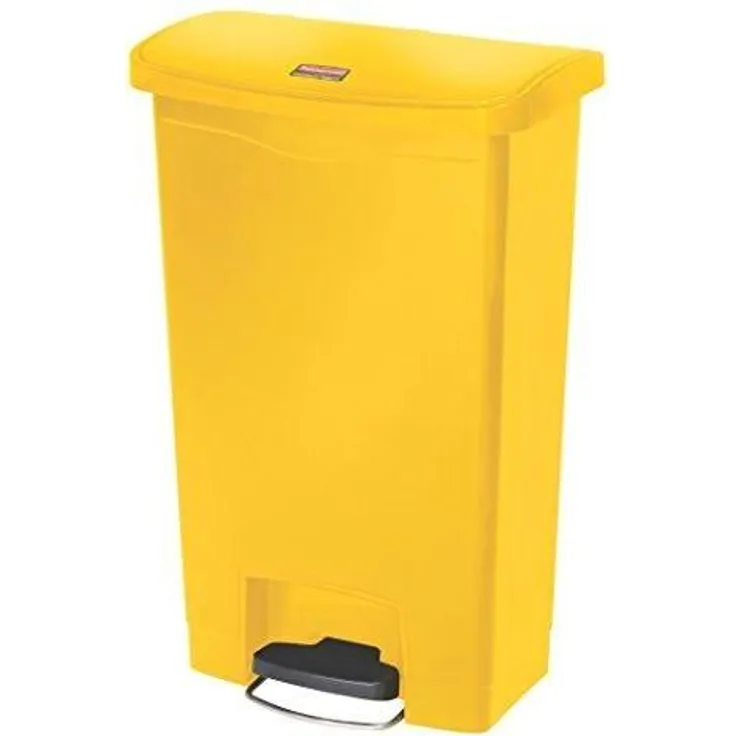 Rubbermaid Commercial Products Slim Jim 1883575 50 Litre Front Step Step-On Resin Wastebasket - Yellow