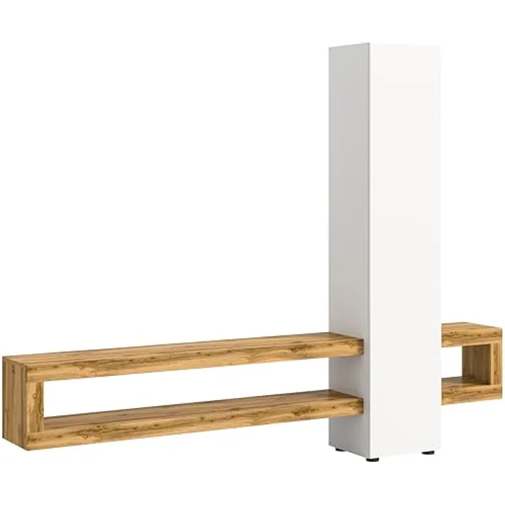 Xonox Wohnwand, Weiß, Holzwerkstoff, 240x190x35 cm, mit Push-to-Open-Funktion und offenen Fächern, ideal für modernes Wohnen