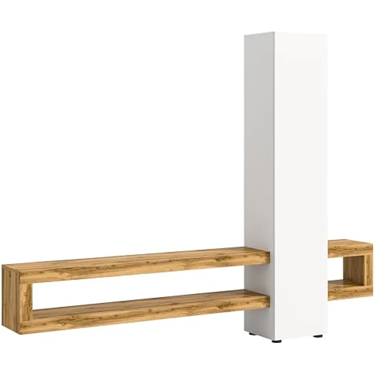 Xonox Wohnwand, Weiß, Holzwerkstoff, 240x190x35 cm, mit Push-to-Open-Funktion und offenen Fächern, ideal für modernes Wohnen – Bild 1