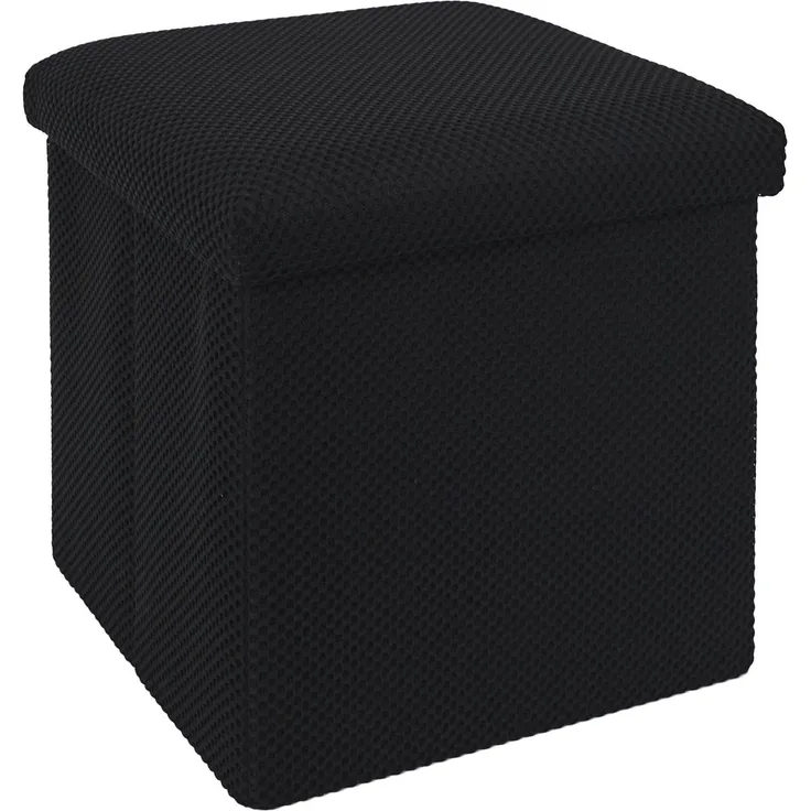 HOME DECO FACTORY, HD0506, Schwarz, Faltbare Ottomane-Truhe, Elegantes Design, multifunktionale Aufbewahrungssitze, optimaler Komfort, einfache Wartung, ideal für kleine Räume, 38 cm, Schwarz